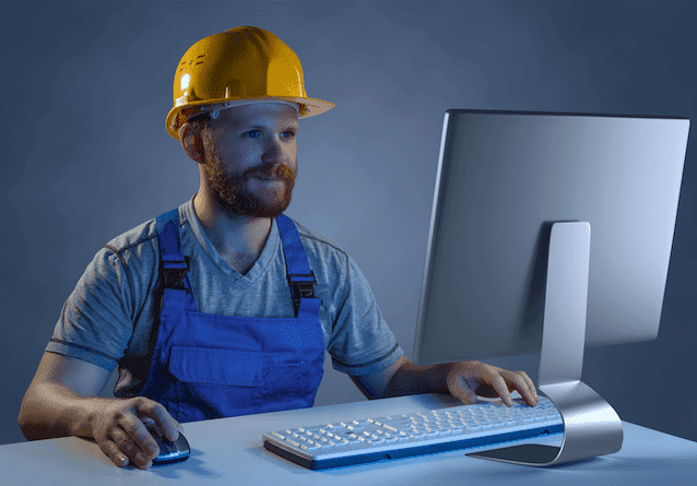 technician working on computer