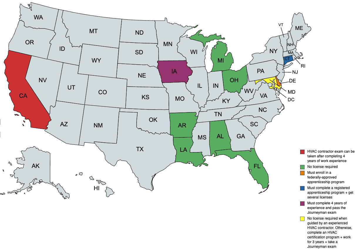 hvac certification map
