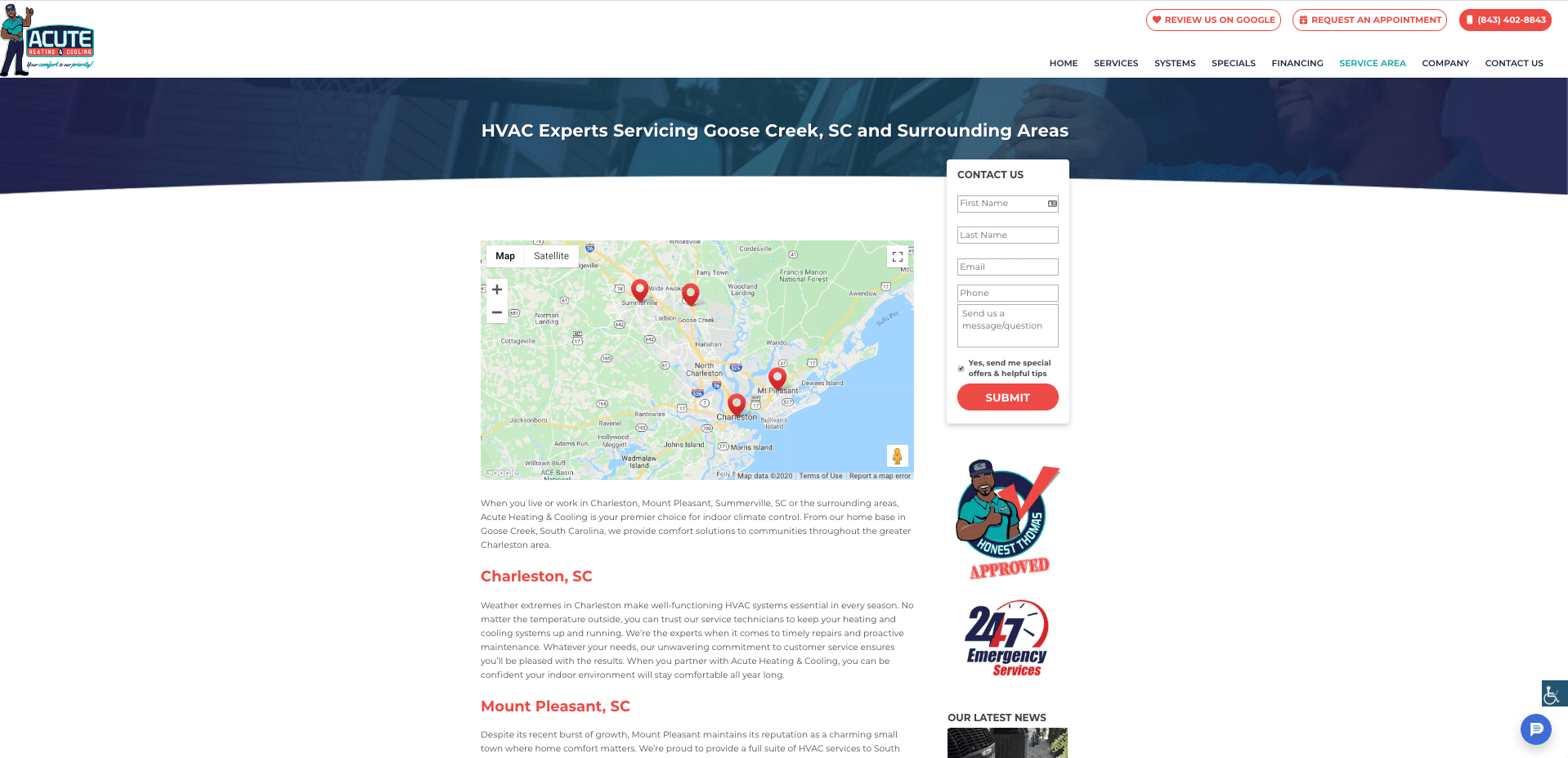 acute website screenshot