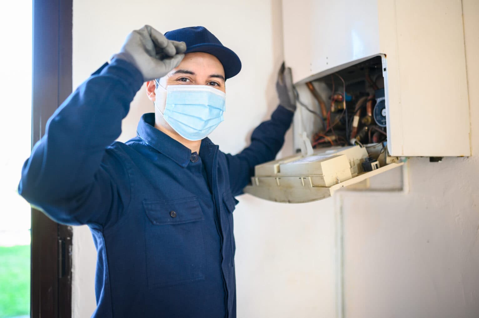 hvac guy with mask