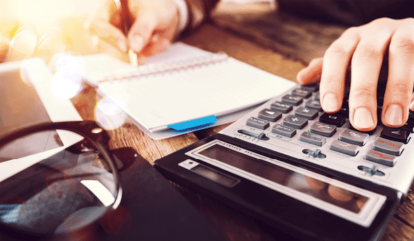 person doing calculation