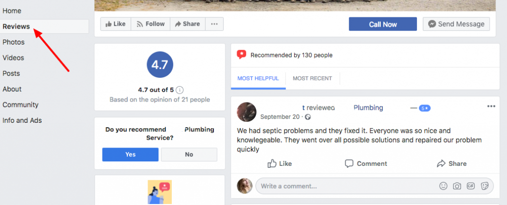 Facebook page review