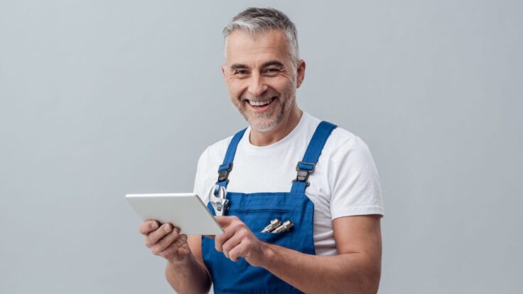 Plumber With A Tablet Aspect Ratio 1472 816