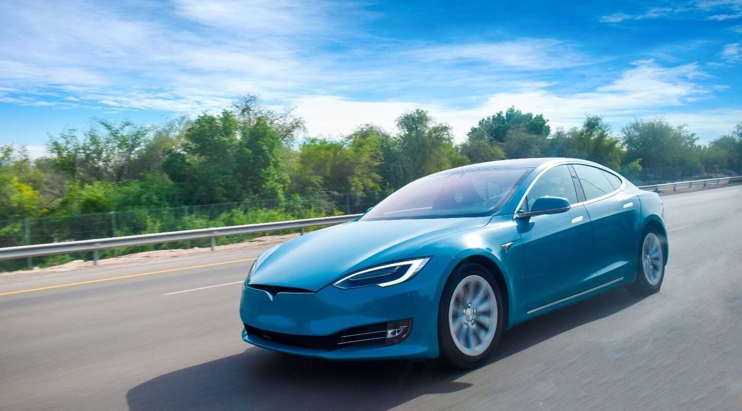 Blue Tesla Car 1 Aspect Ratio 1472 816
