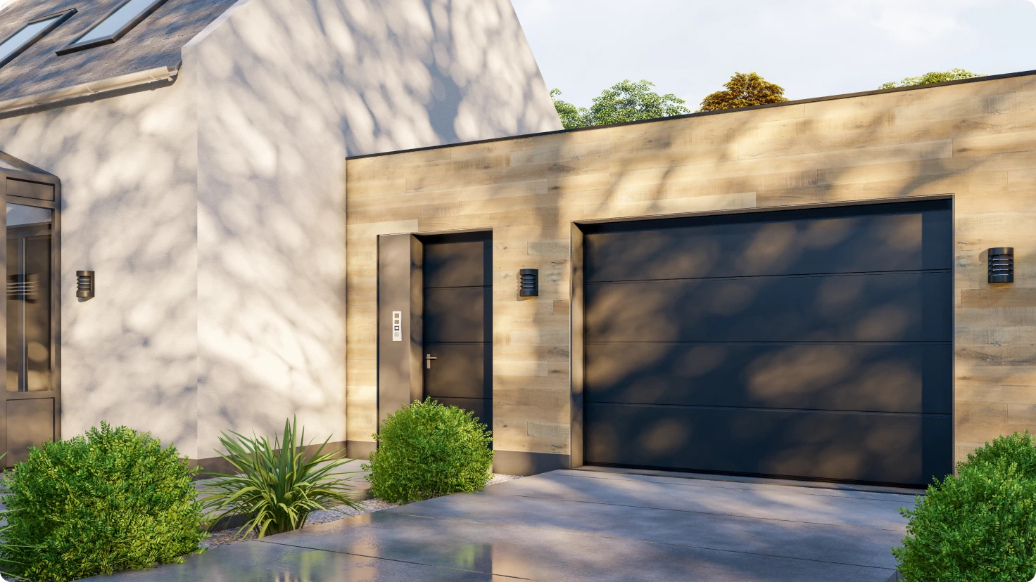 House With Modern Garage Doors