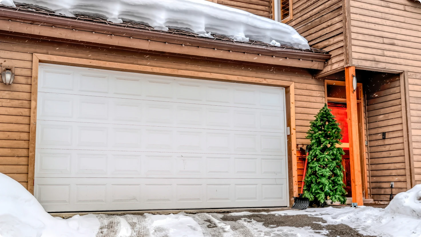 Garage Door With Snow Weather