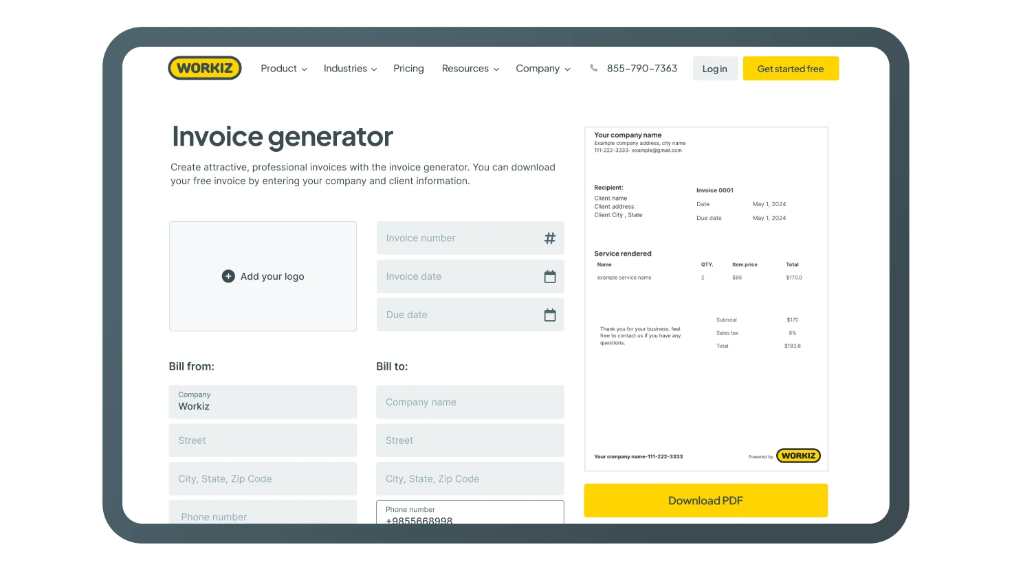 Workiz Online Invoice Generator